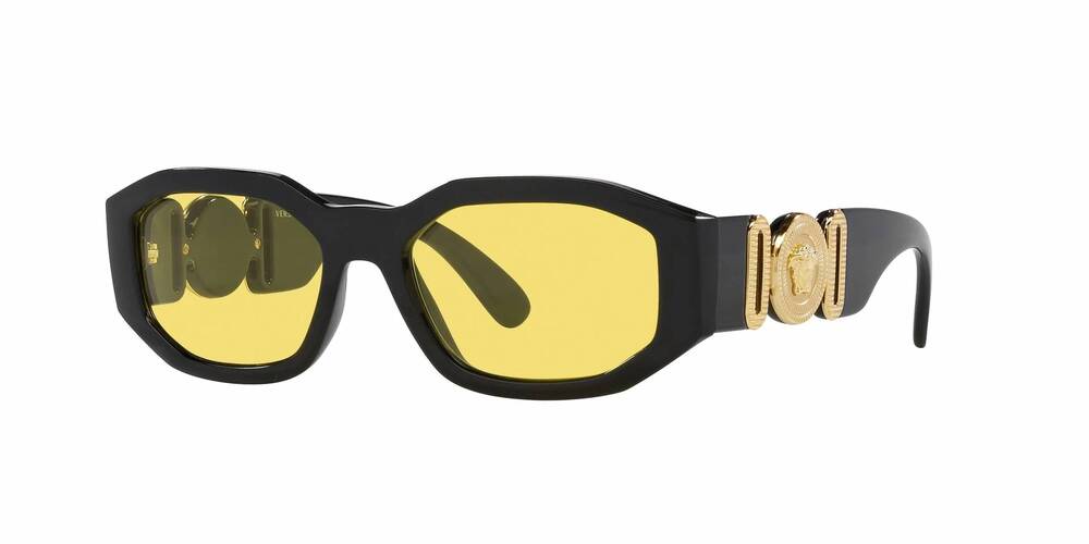 NEW VERSACE men's medusa biggie rectangle sunglasses in black - yellow